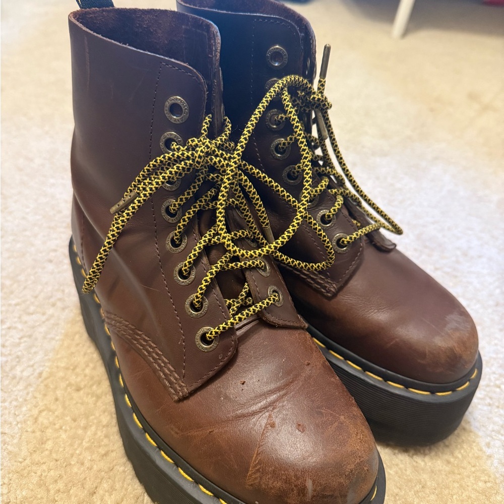 Dr. Martens Brown Leather Platform Boots